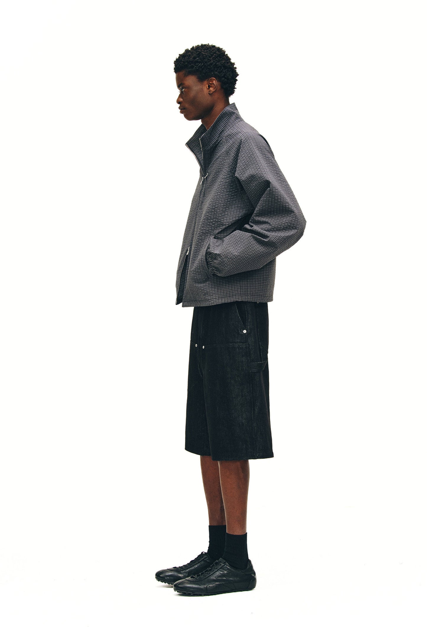 Seersucker Check Zip-Up Jacket