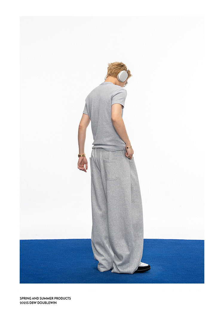 Casual Wide-Leg Sweatpants with Drawstring