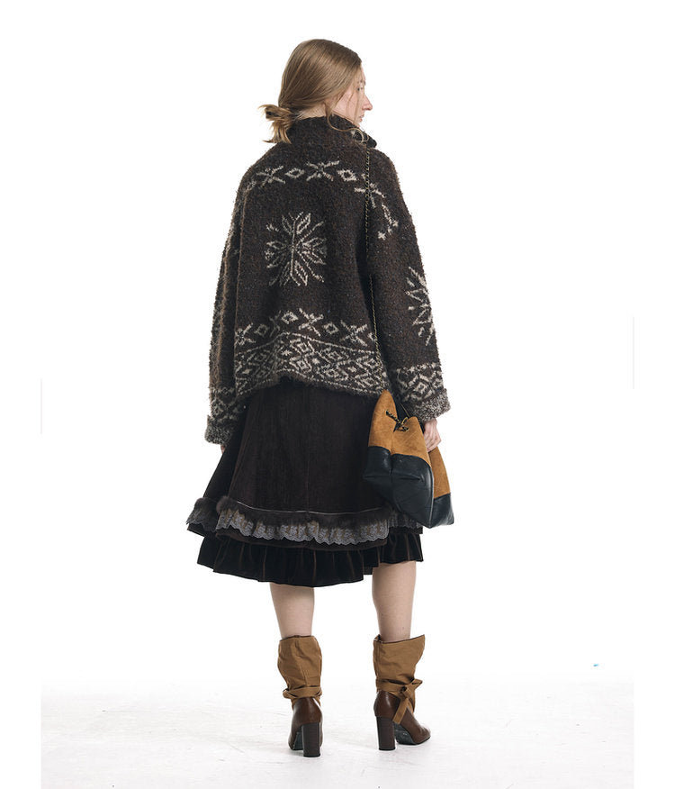 Loose-Fit High-Neck Knit Sweater