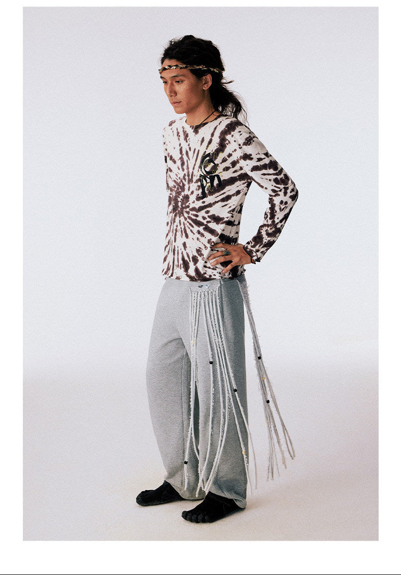 Sweatpants with Beaded Tassels