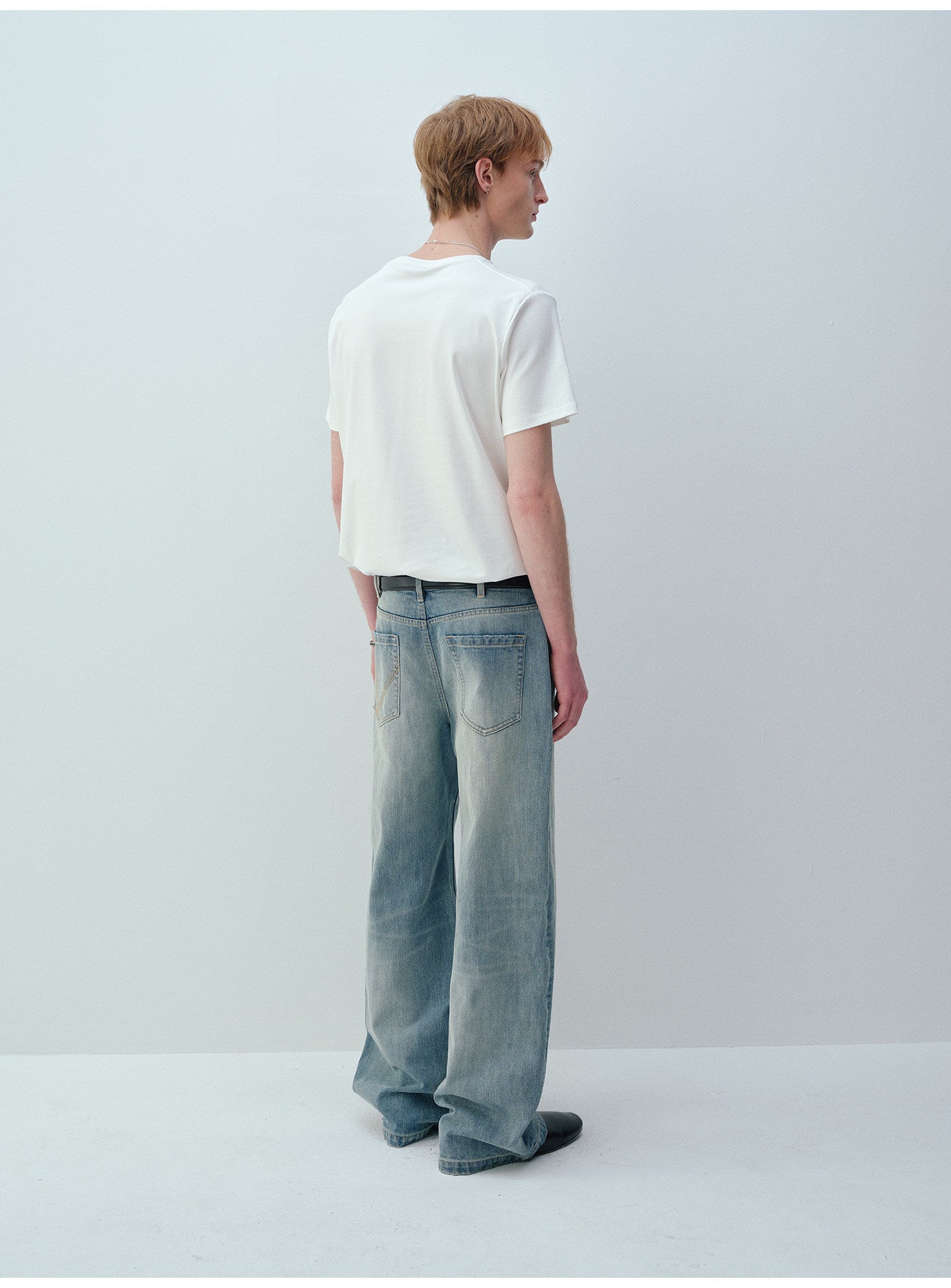 A라인 건 프린트 데님 팬츠