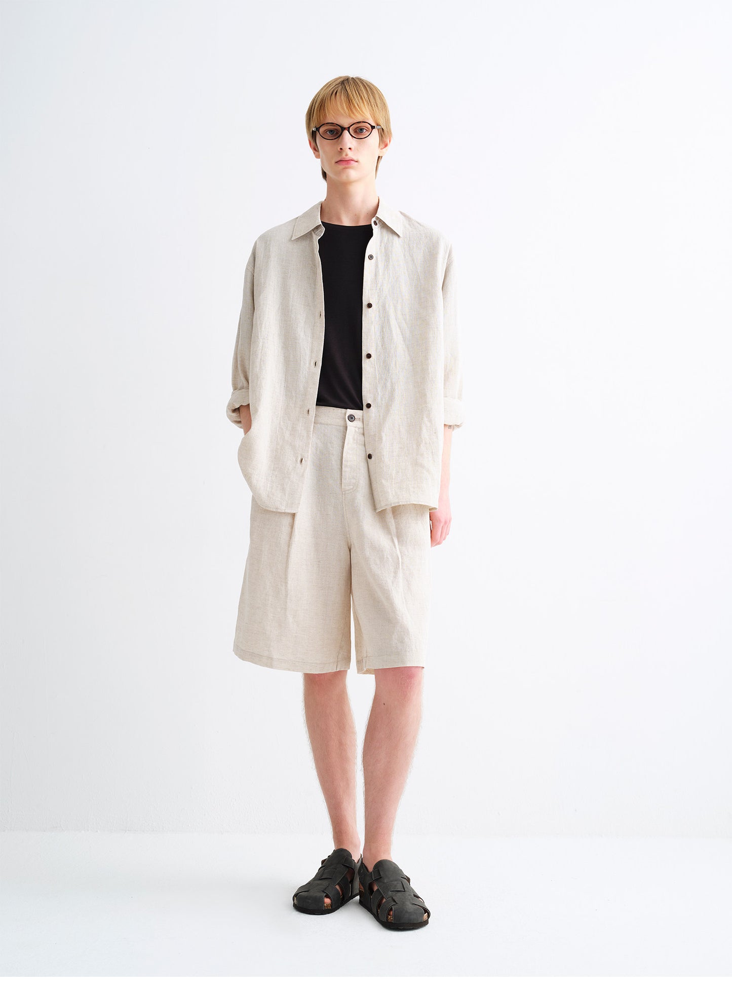 Linen-Blend Loose-Fit Shirt