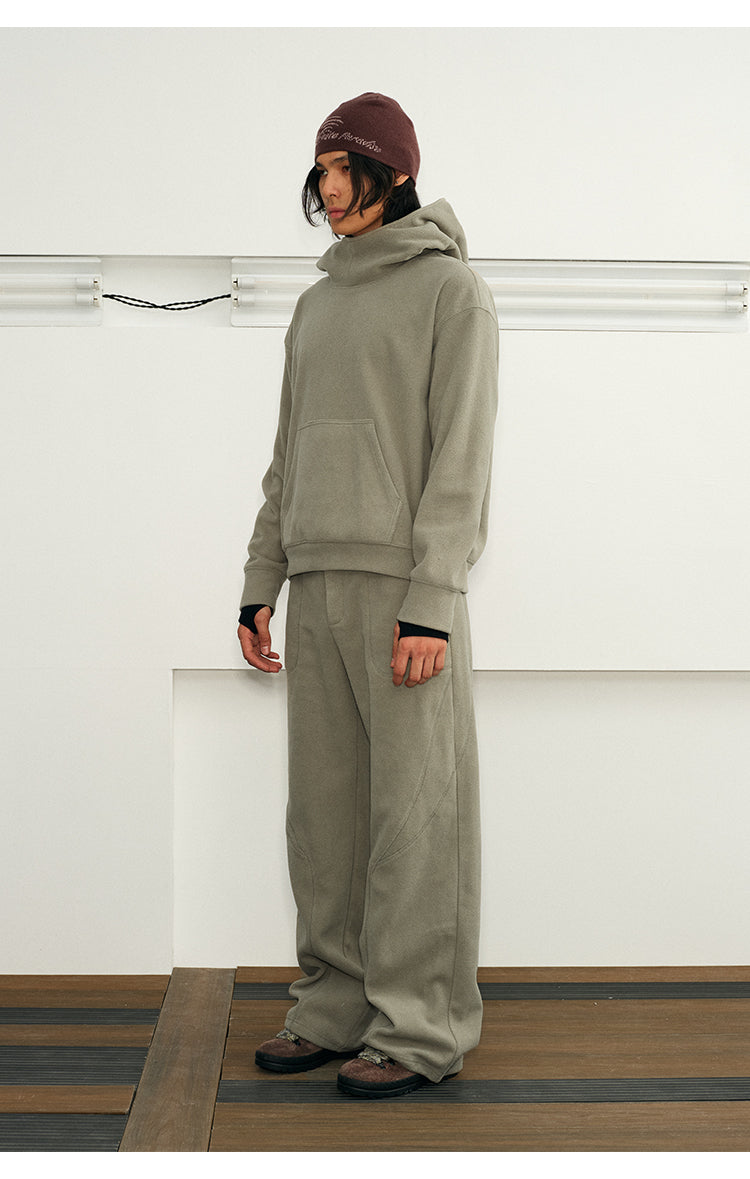 Pile collar hooded sweatshirt