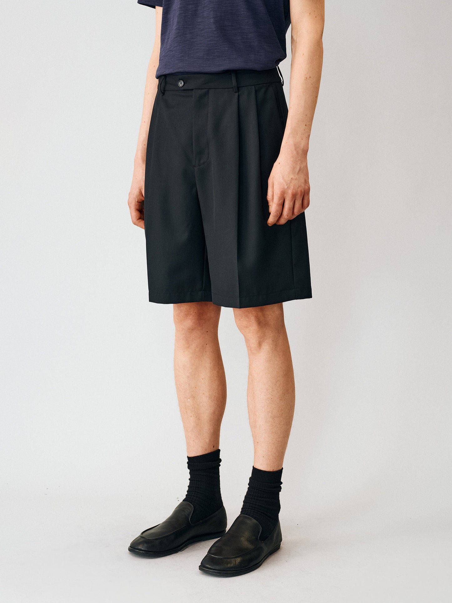 Double-Pleated Shorts