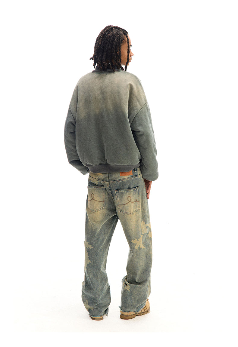 Wrinkled wash sweatshirt