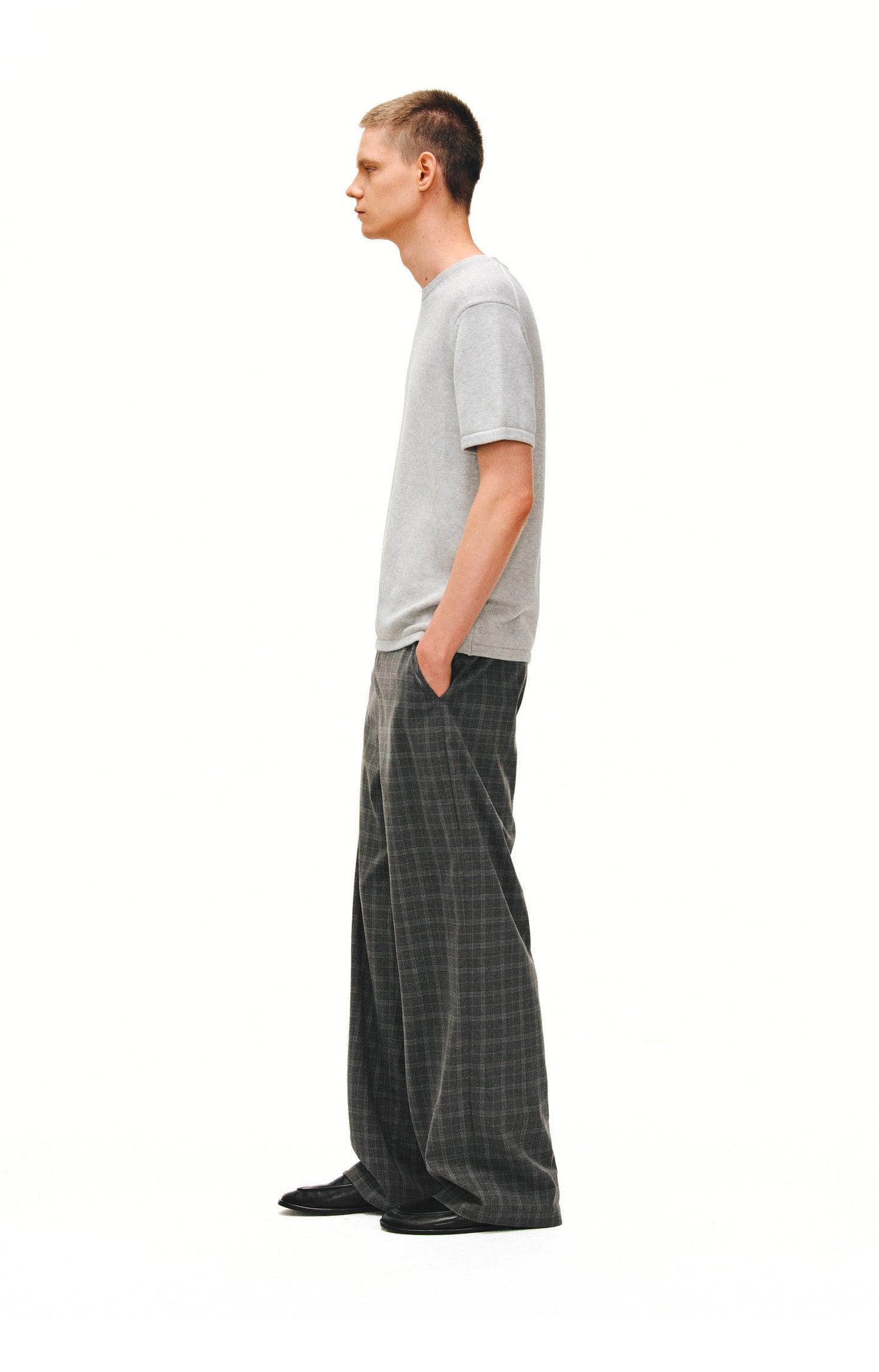 Checkered Straight-Leg Casual Pants