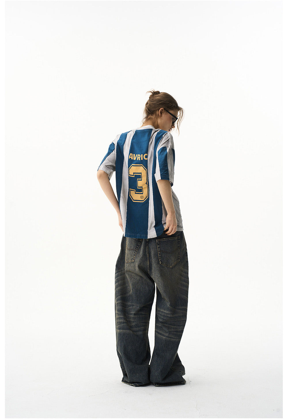 Striped Washed Distressed Jersey T-Shirt