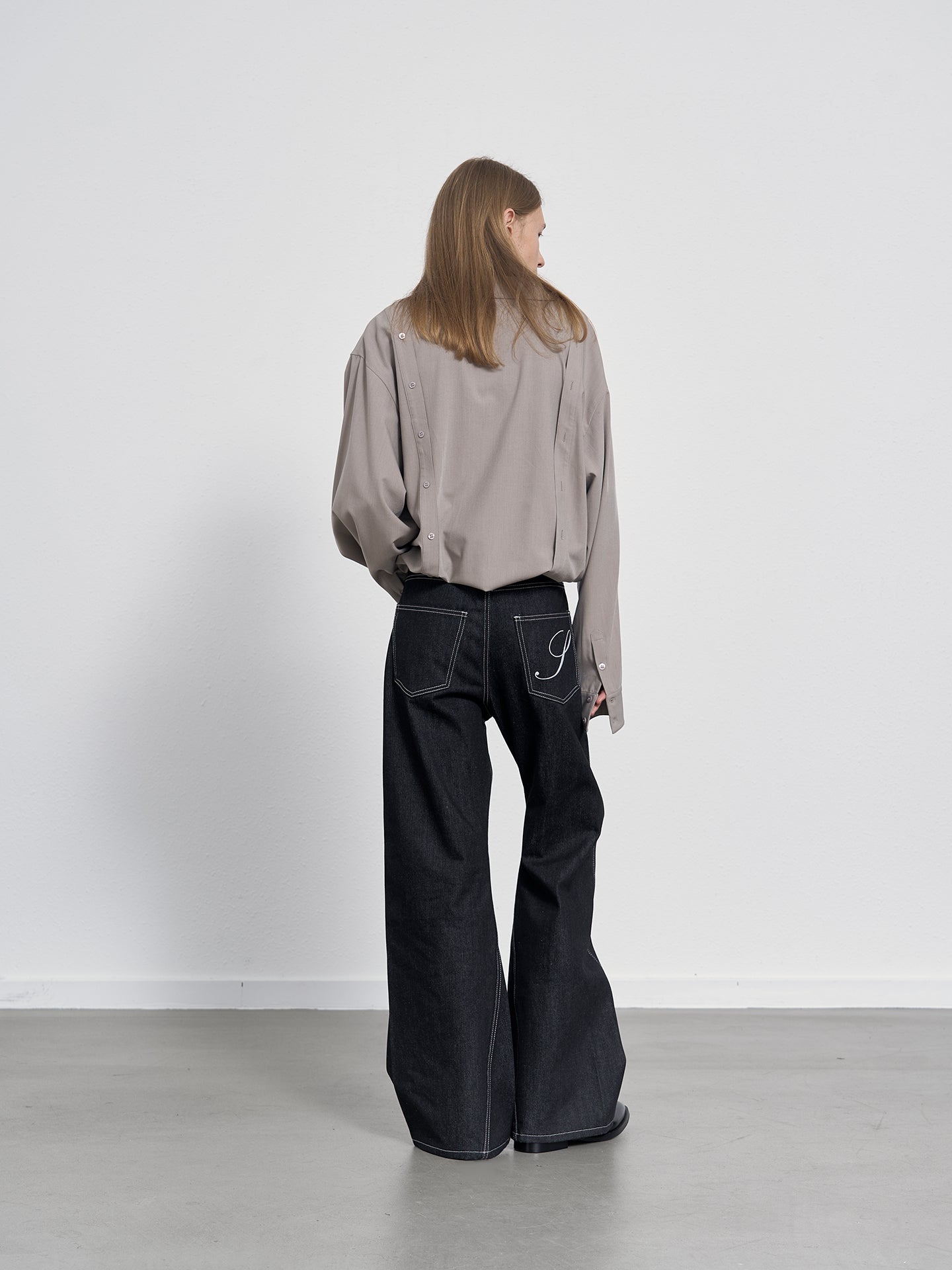 5-pocket flared denim pants