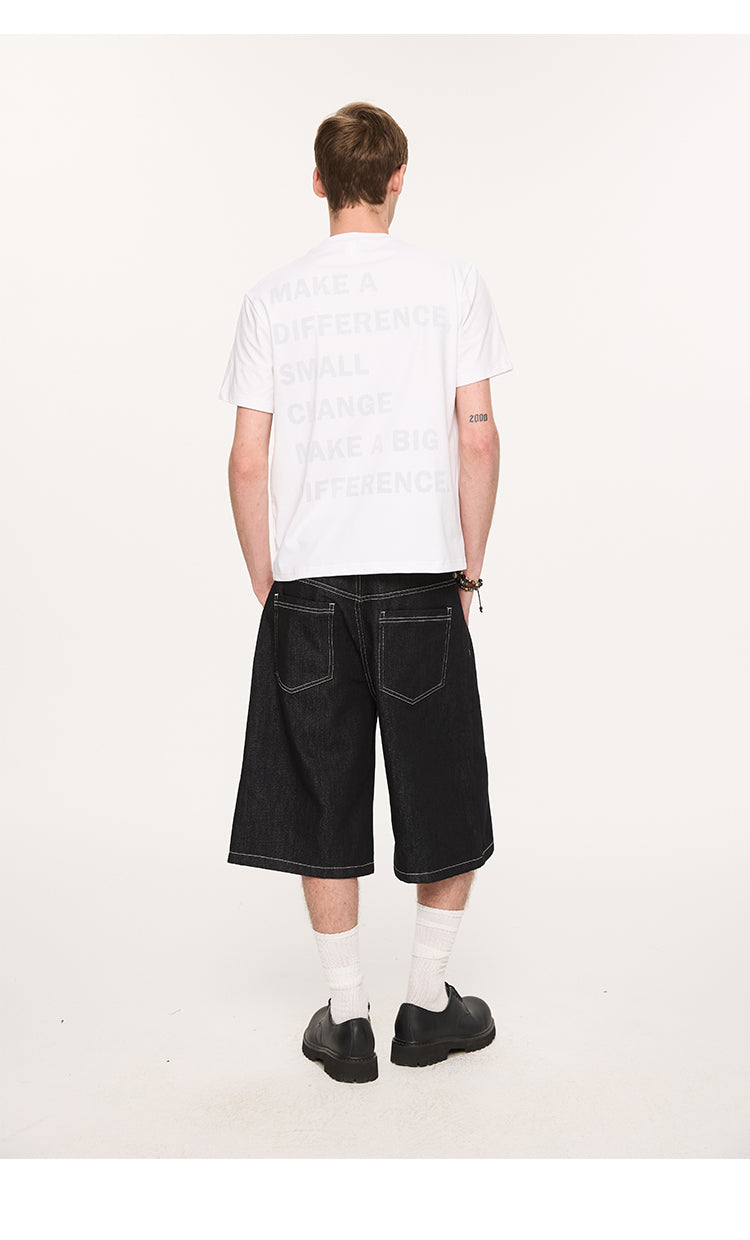 A-line denim shorts with buttons