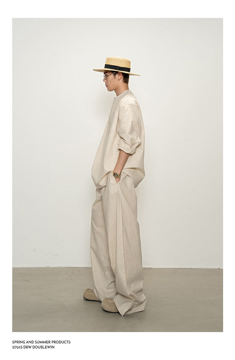 通気性の良いコットンリネンシャツセット