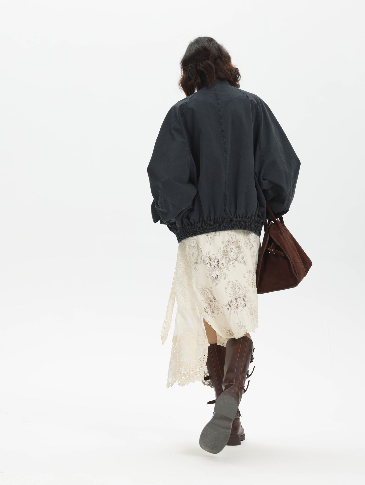 Washed Damaged Stand Collar Jacket