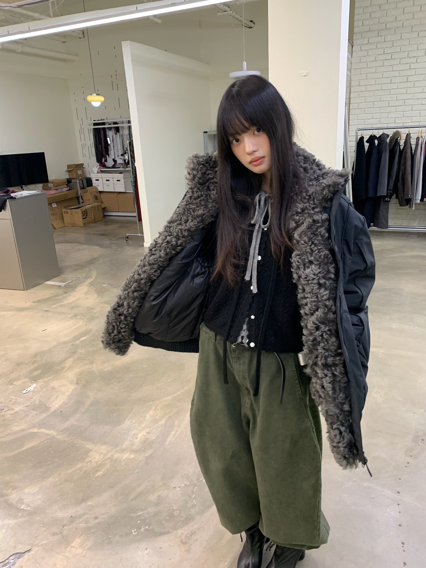 Detachable fur collar jacket