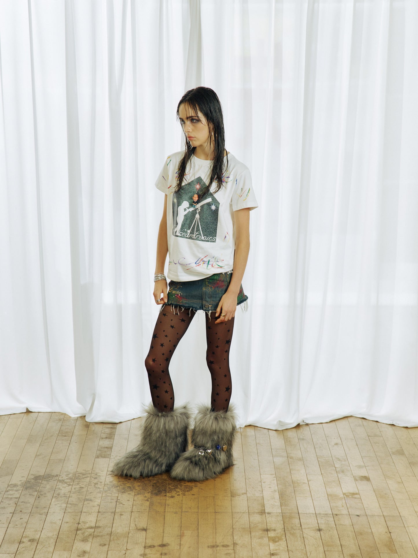 Handmade Ink Glitter Print T-Shirt