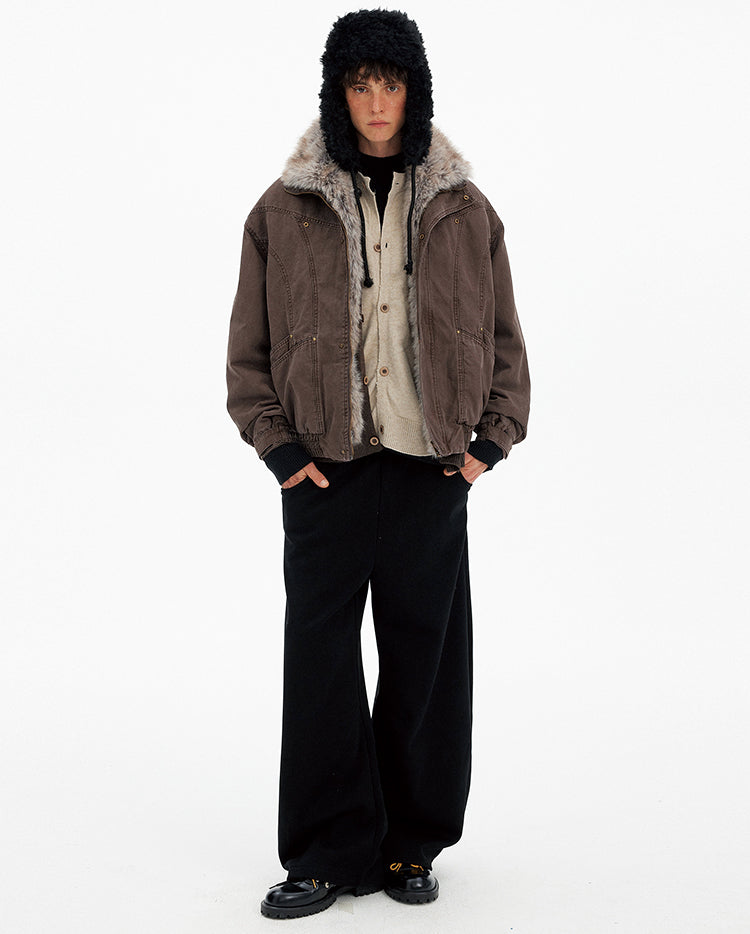 Detachable fur collar jacket