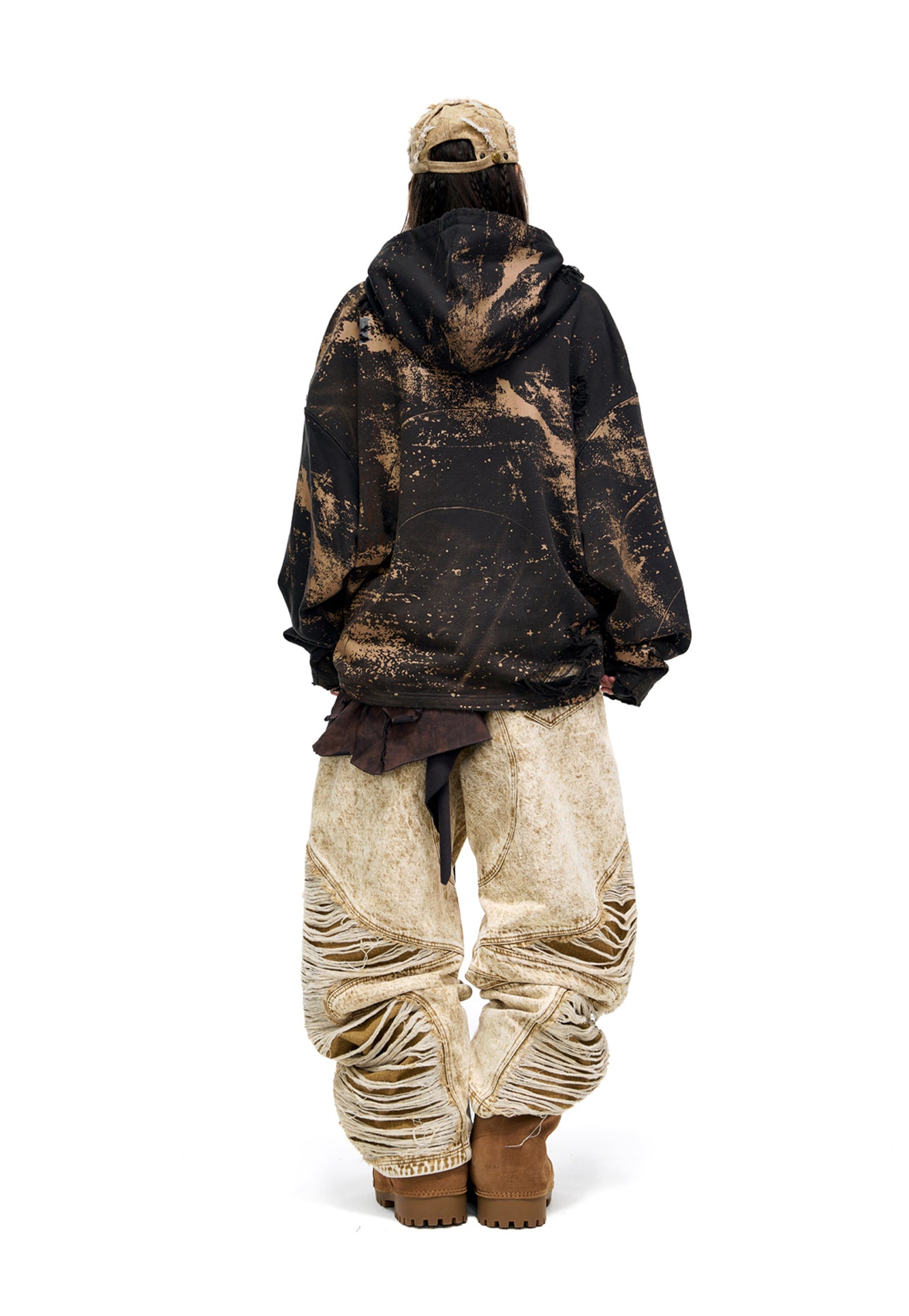 Printed Damaged Hoodie