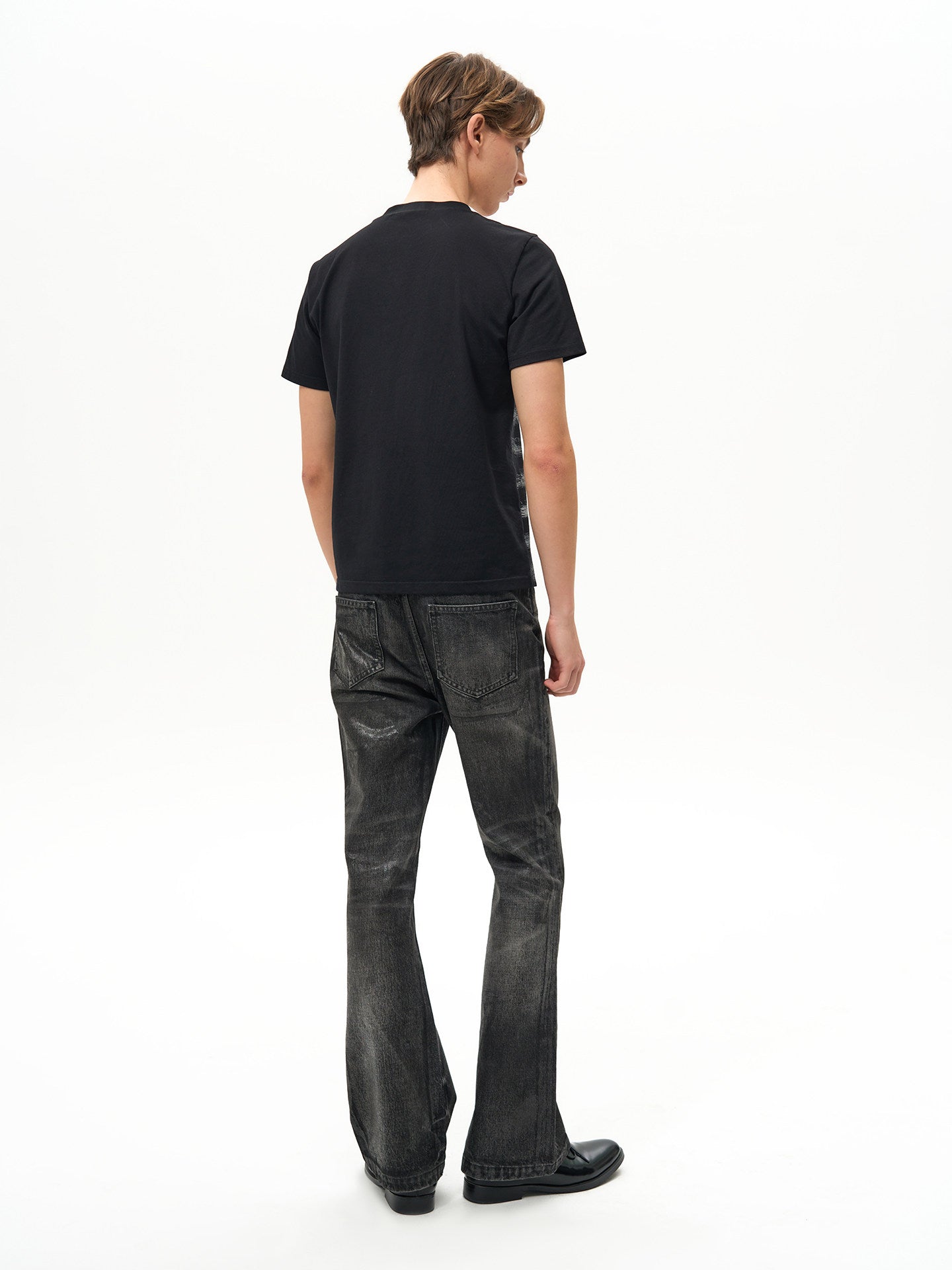 Distressed flare jeans