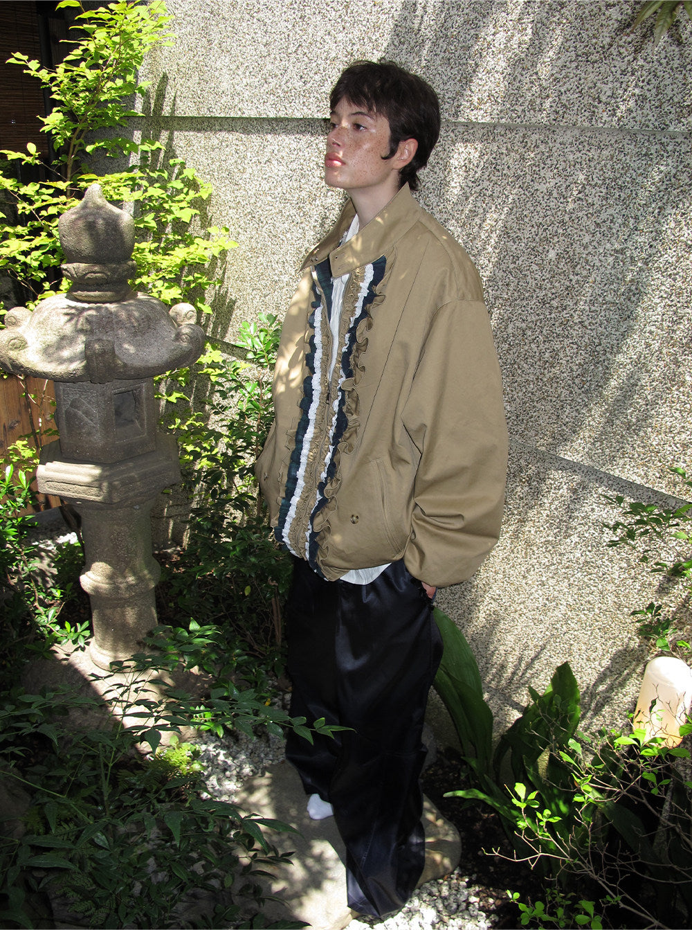 Ruffle Color Block Jacket