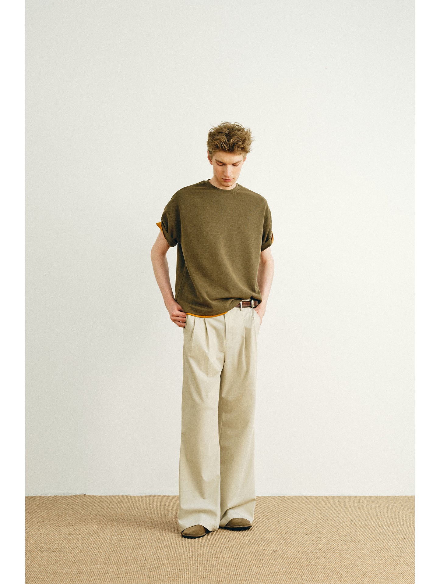 Double-Pleated Casual Pants