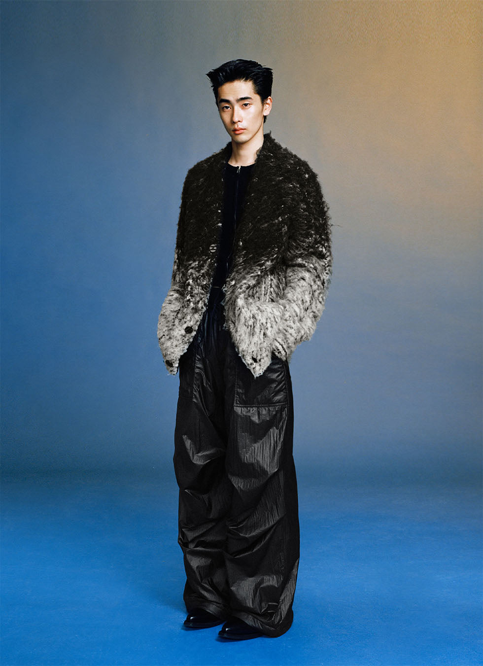 Gradient Mixed Color Unisex Wool Cardigan