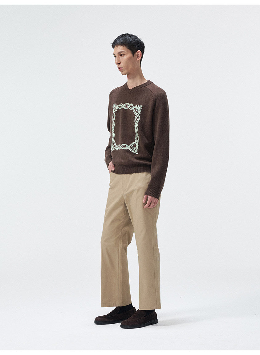 Original Knot Jacquard V-Neck Sweater