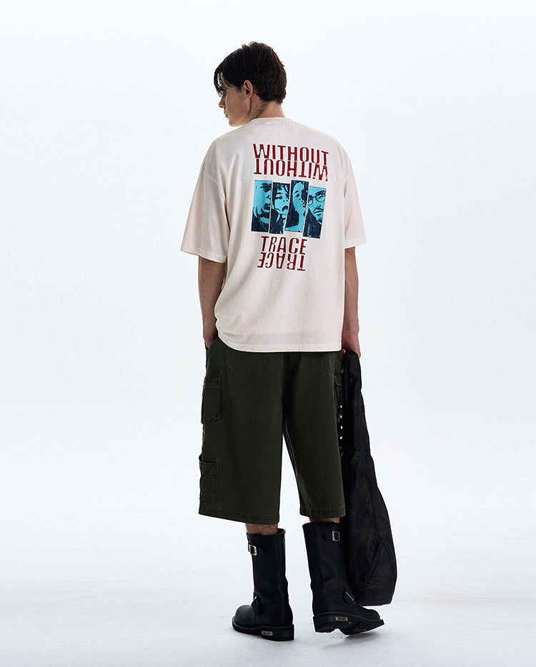 Old wash character print T-shirt