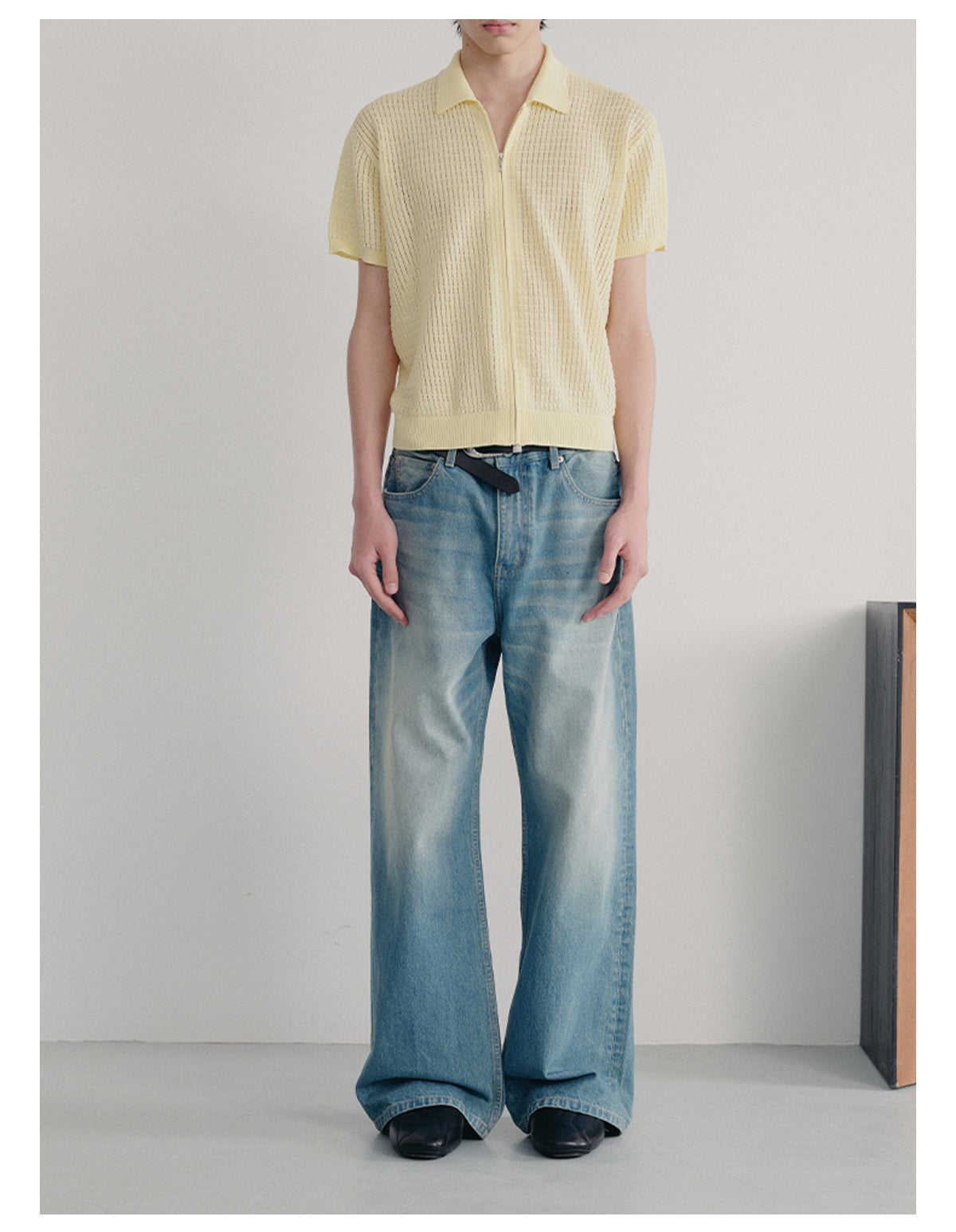 Vintage wash denim pants