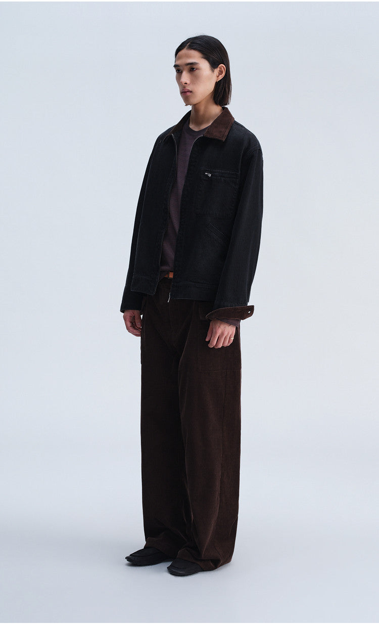 Wash-Finish Casual Pants with Flap Pockets