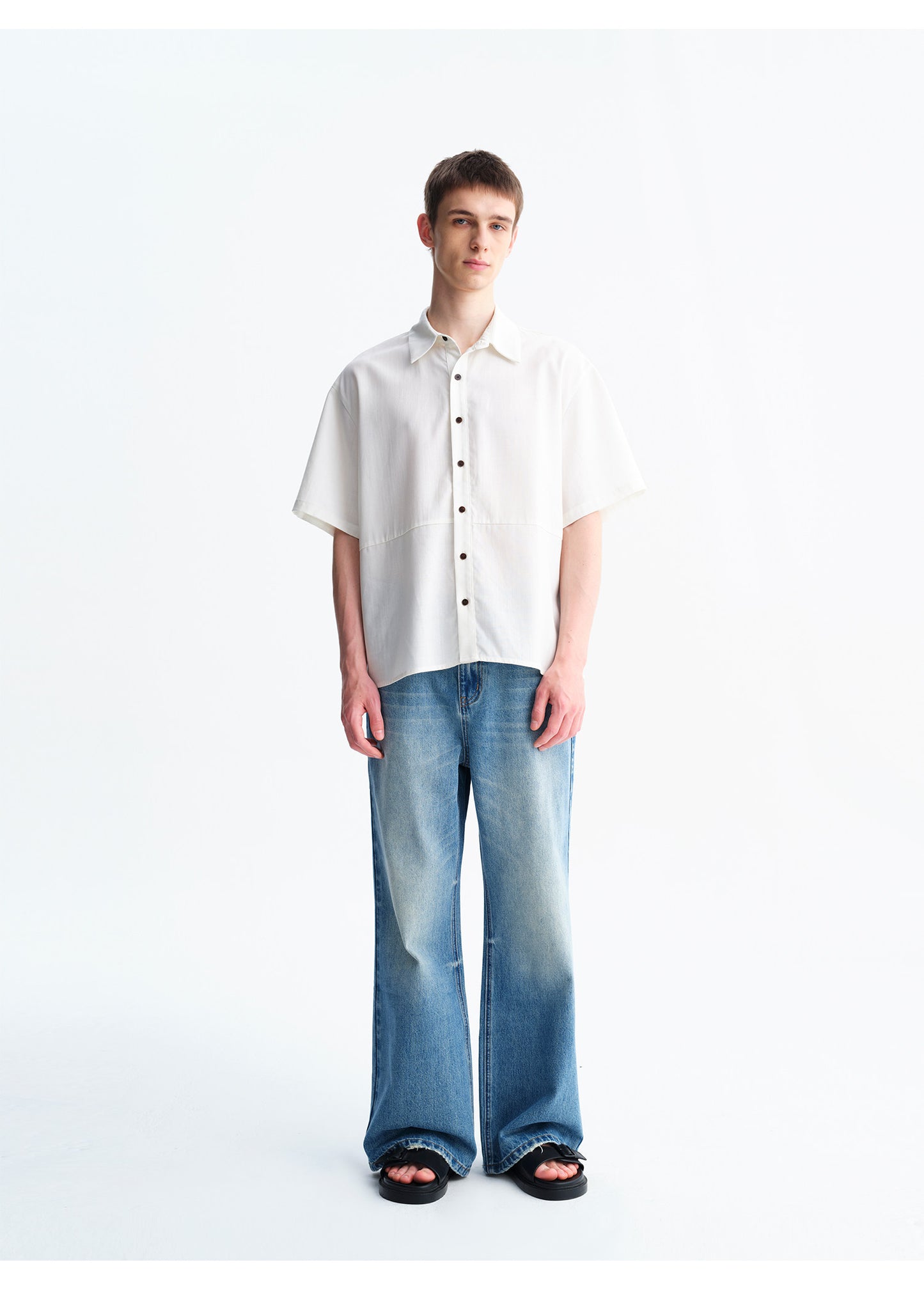 Slim-Fit Casual Denim Pants with Faded Details