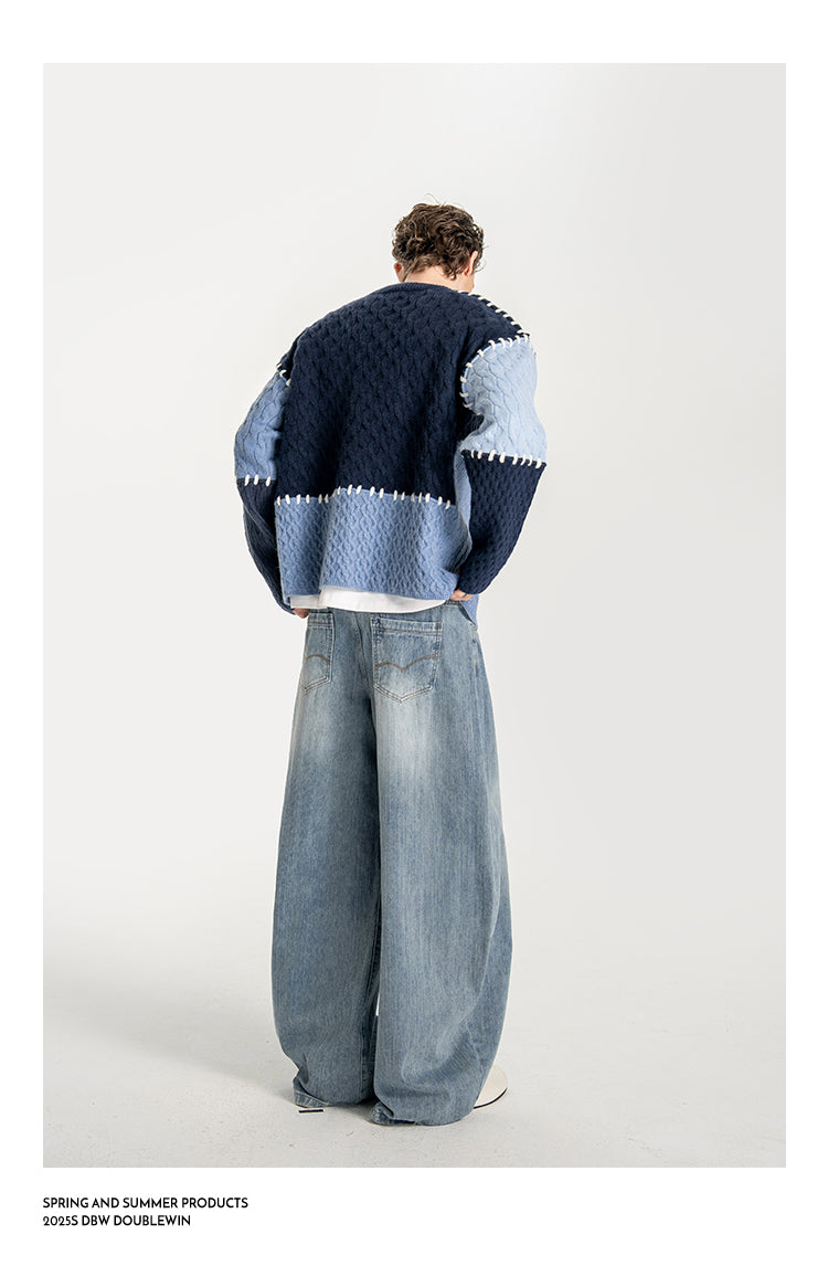 Contrast Color Stitch Cardigan