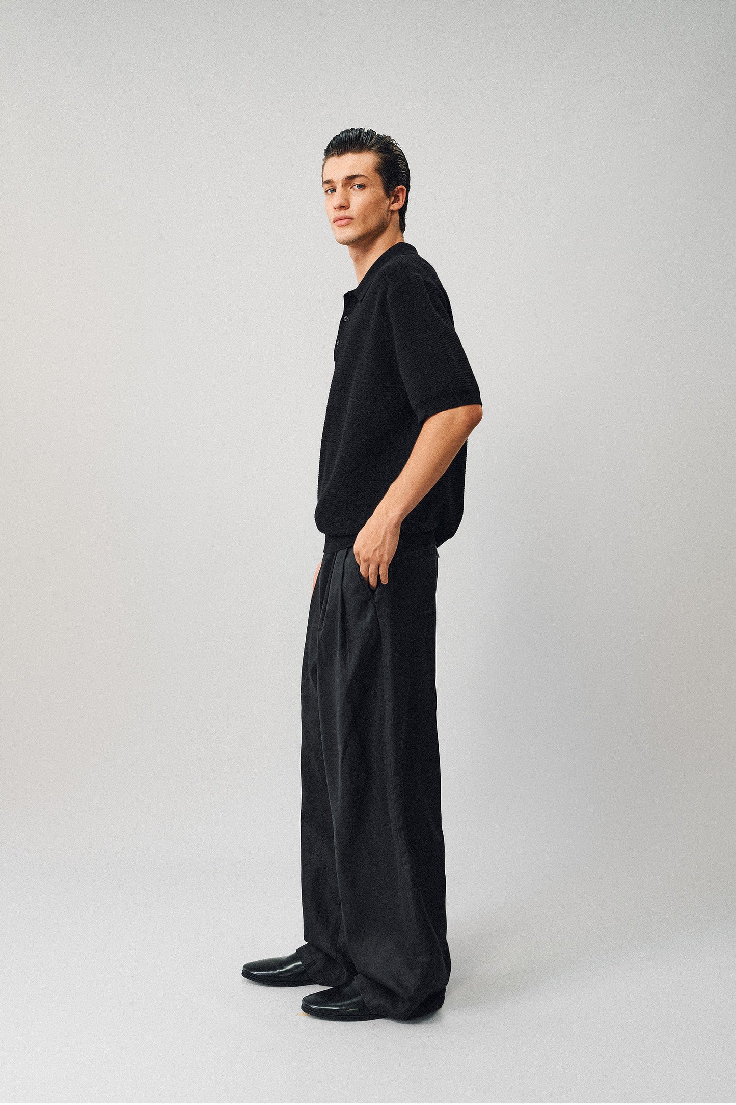 Textured Wool Polo Shirt