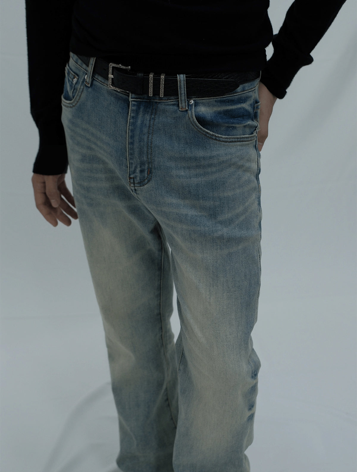 Washed Stretch Retro Denim Pants