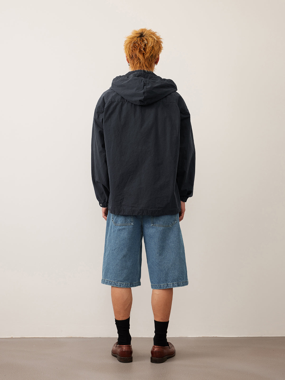 Hooded cotton zip-up jacket