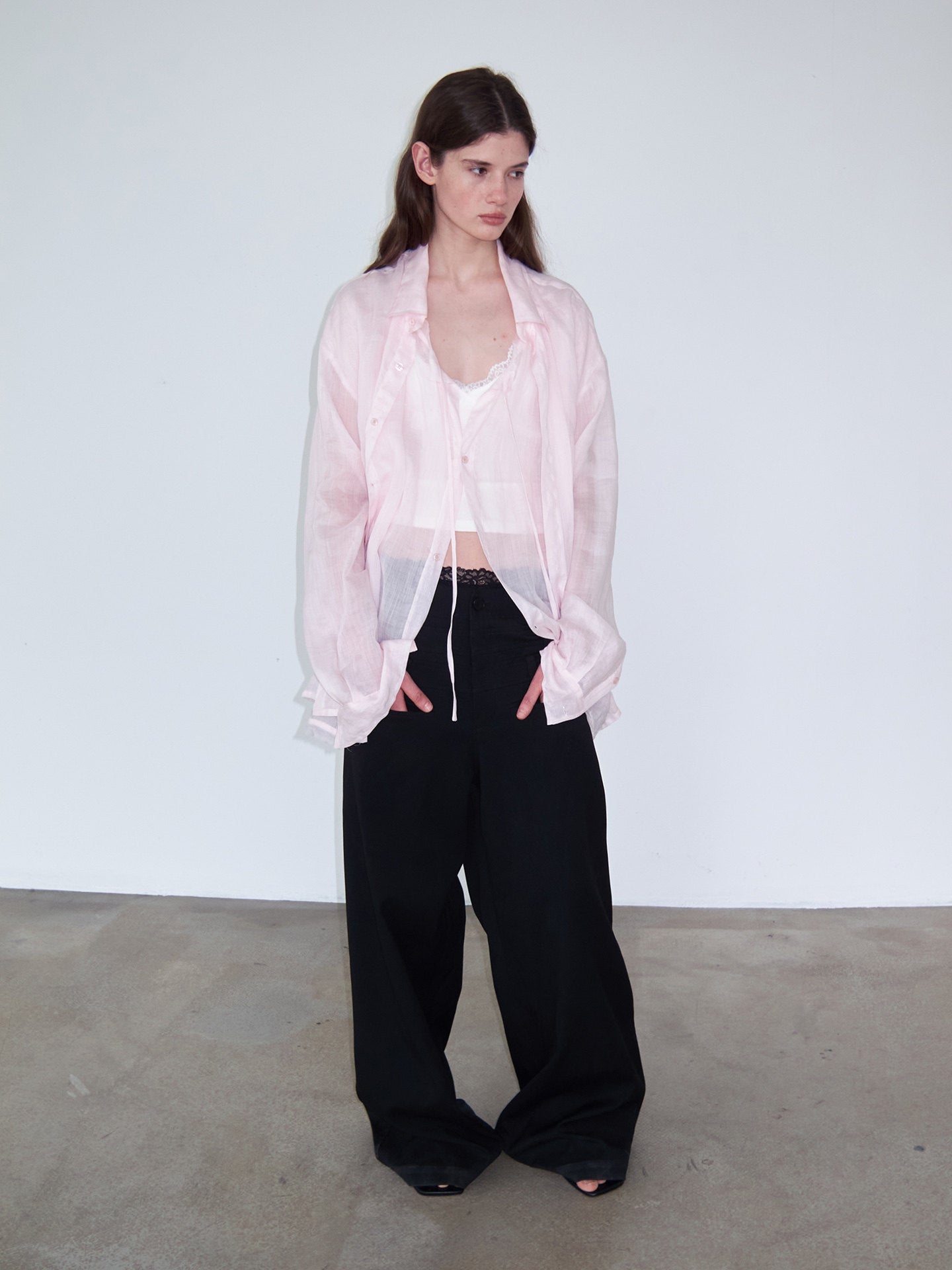 Faux Two-Piece Sheer Shirt