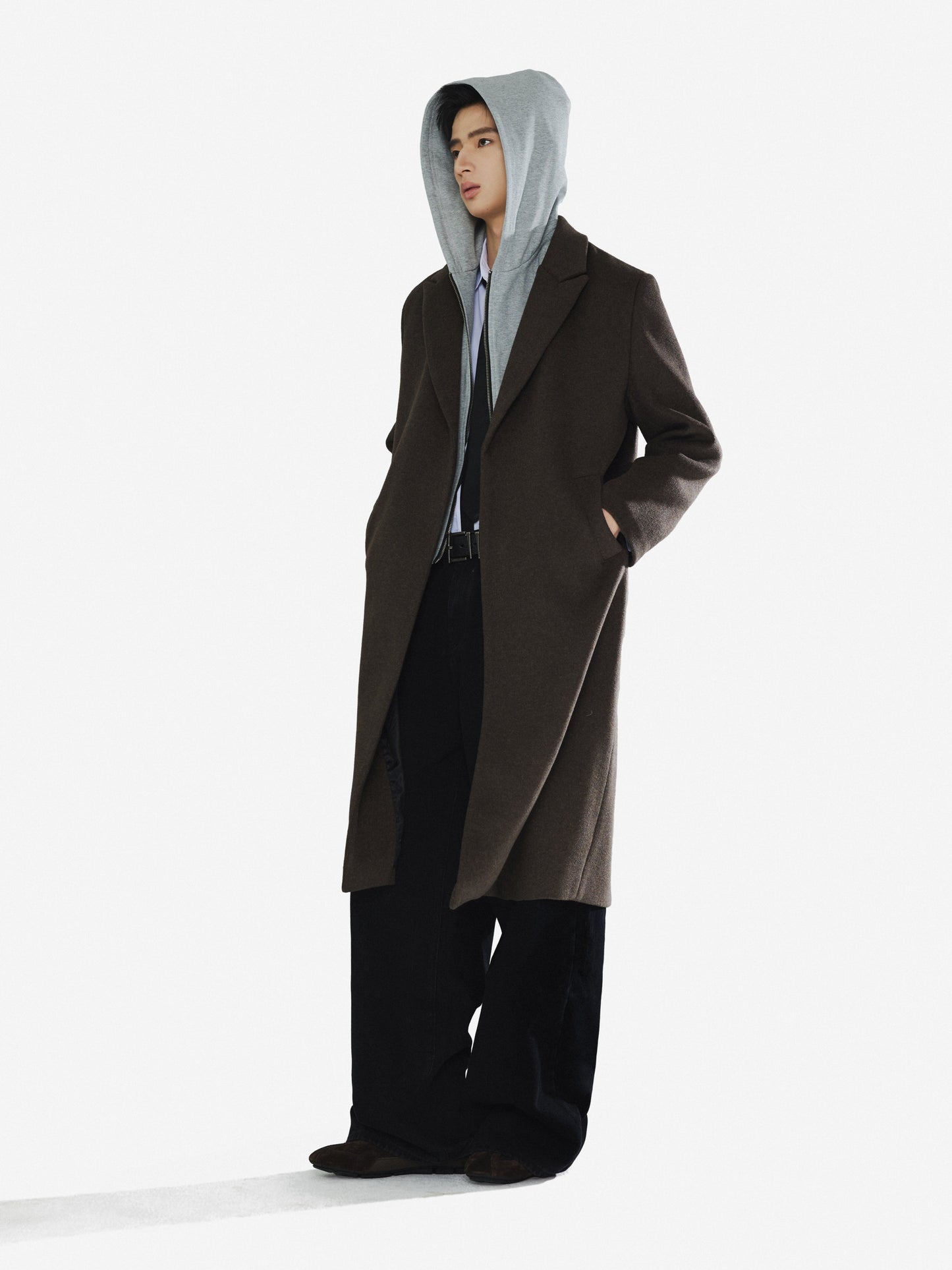 Detachable faux two-piece hooded coat