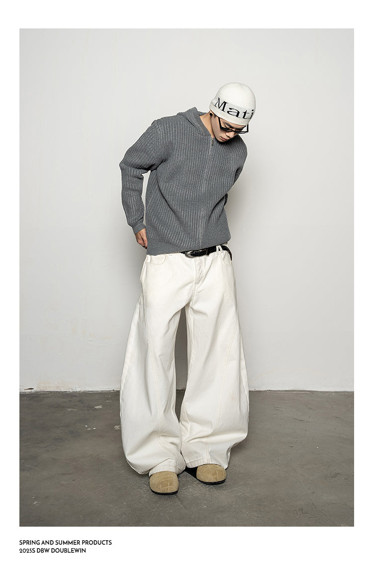 Thick Rib Hooded Knit Cardigan