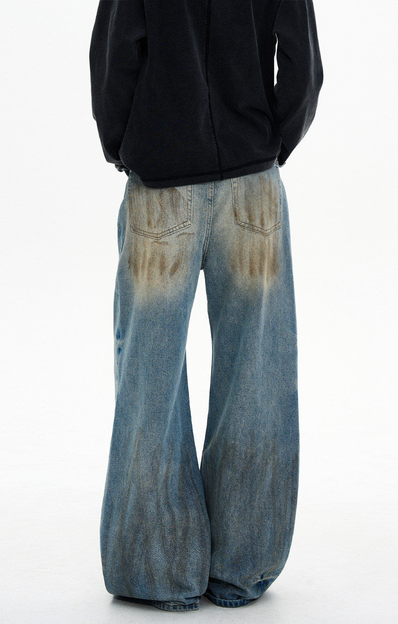 Loose Fit Retro Wash Jeans
