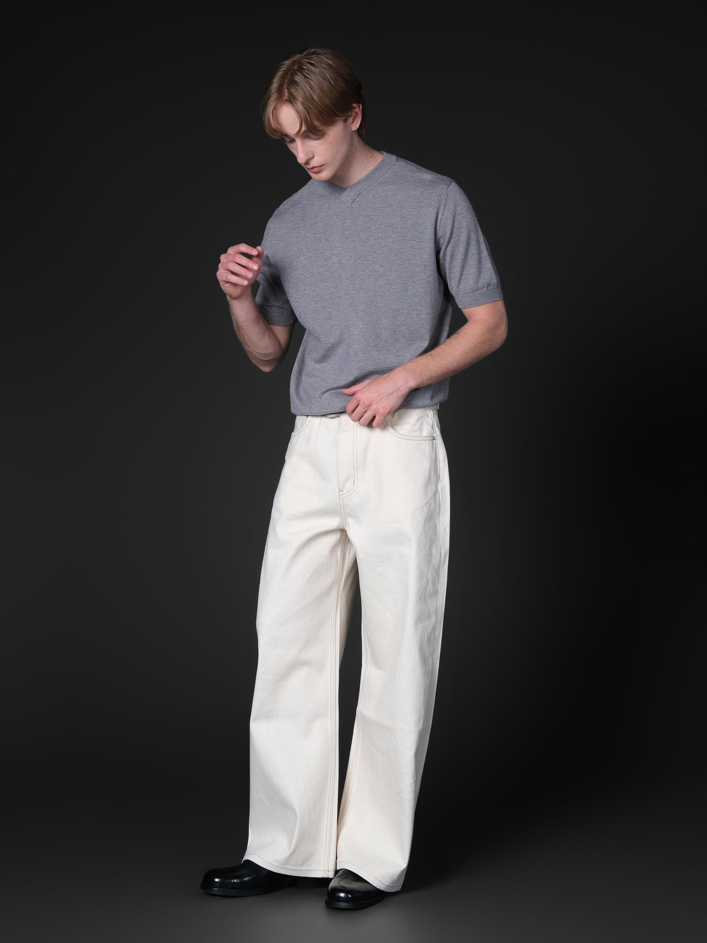 Straight leg denim pants