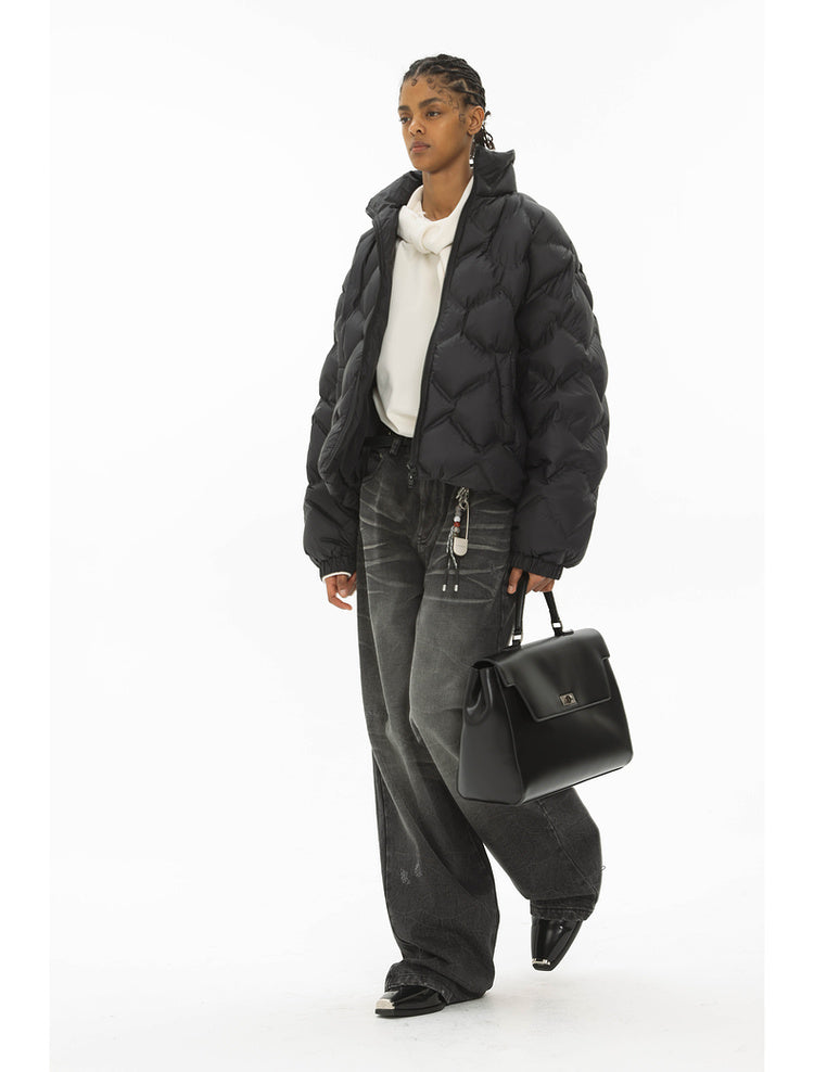 Diamond check velvet white duck down