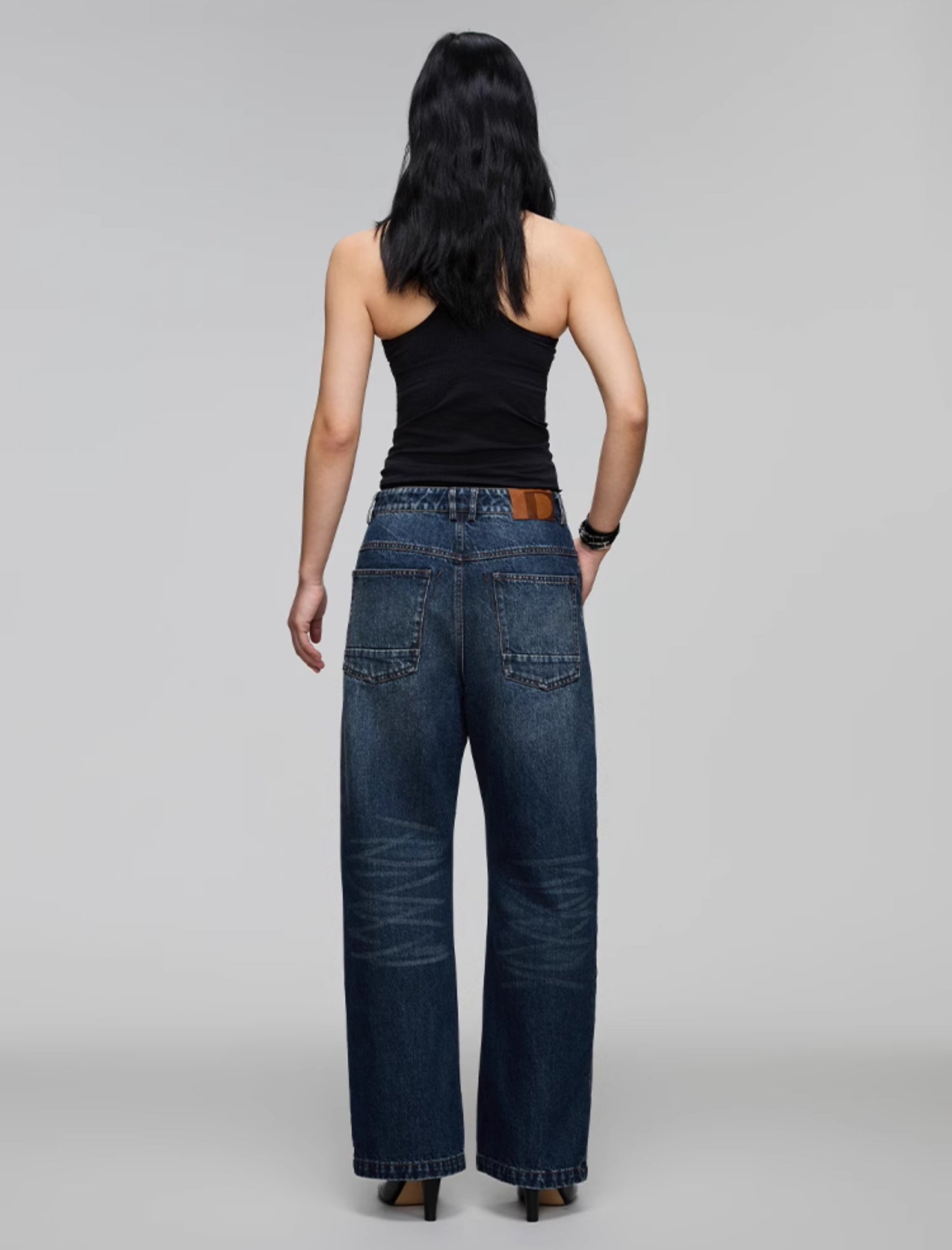 Washed Straight Denim Pants