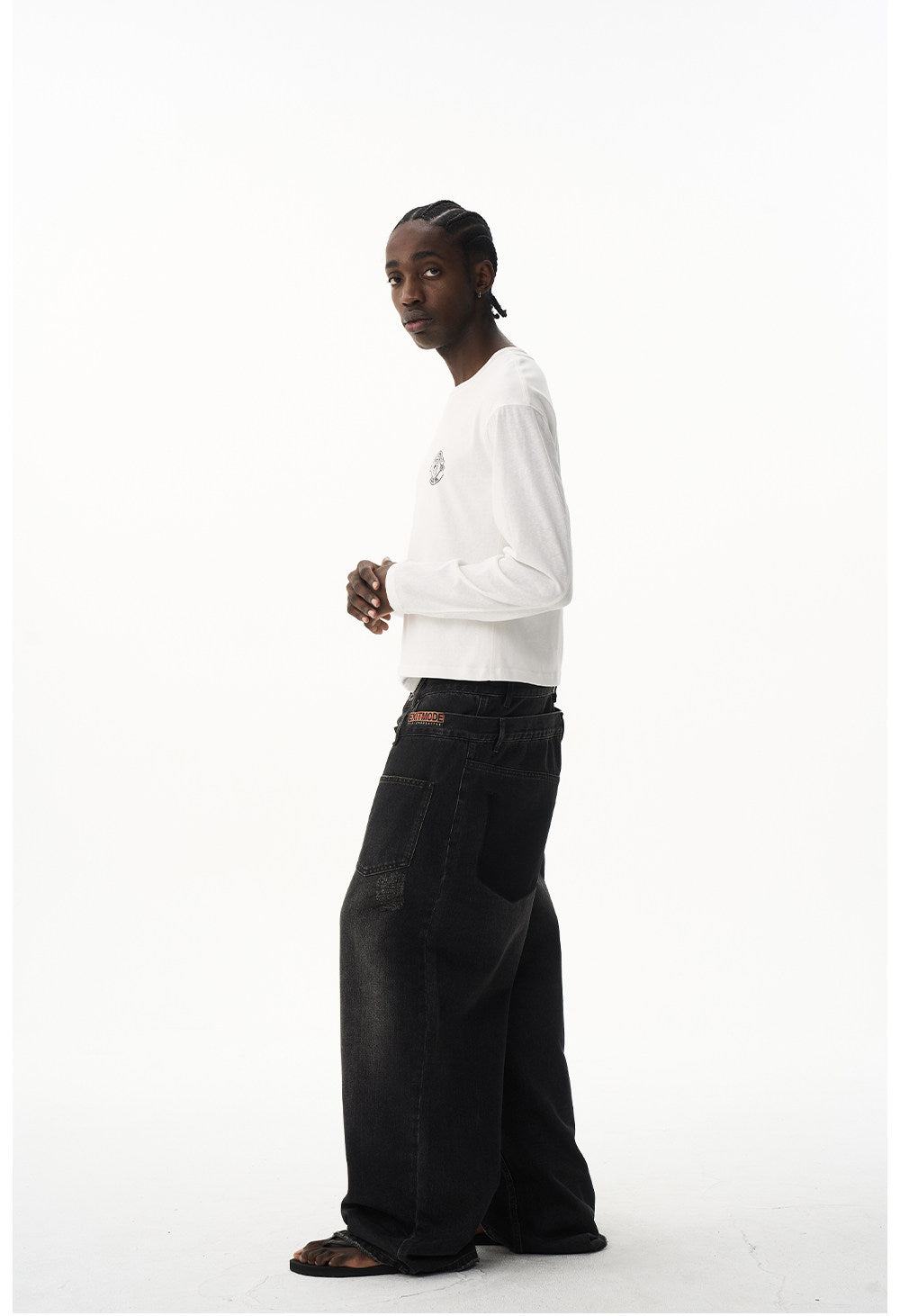 Retro Wash Double-Waist Straight-Leg Jeans