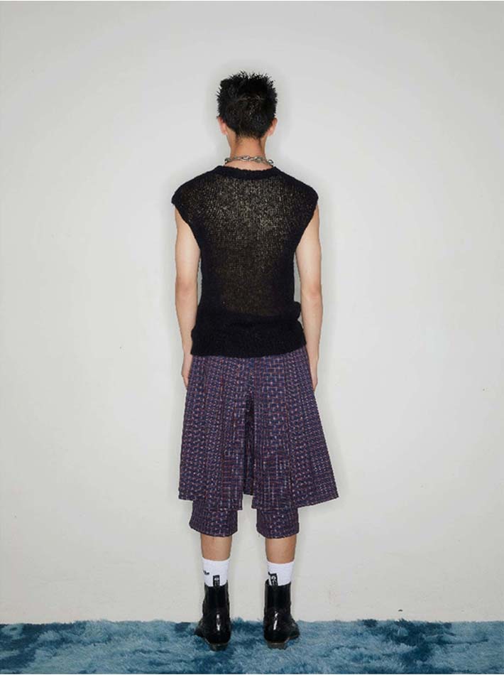 Mesh tights Sleeveless sweater