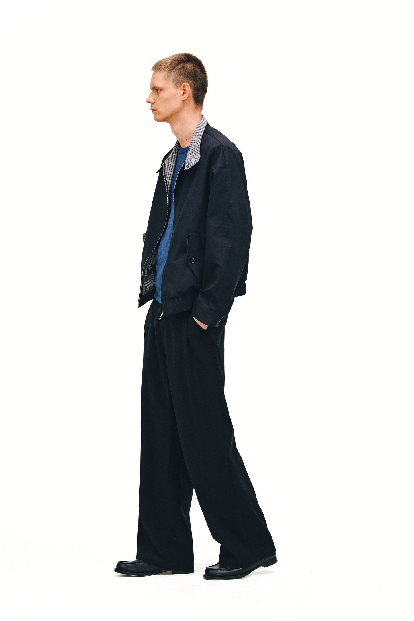 Checkered Patchwork Harrington Jacket