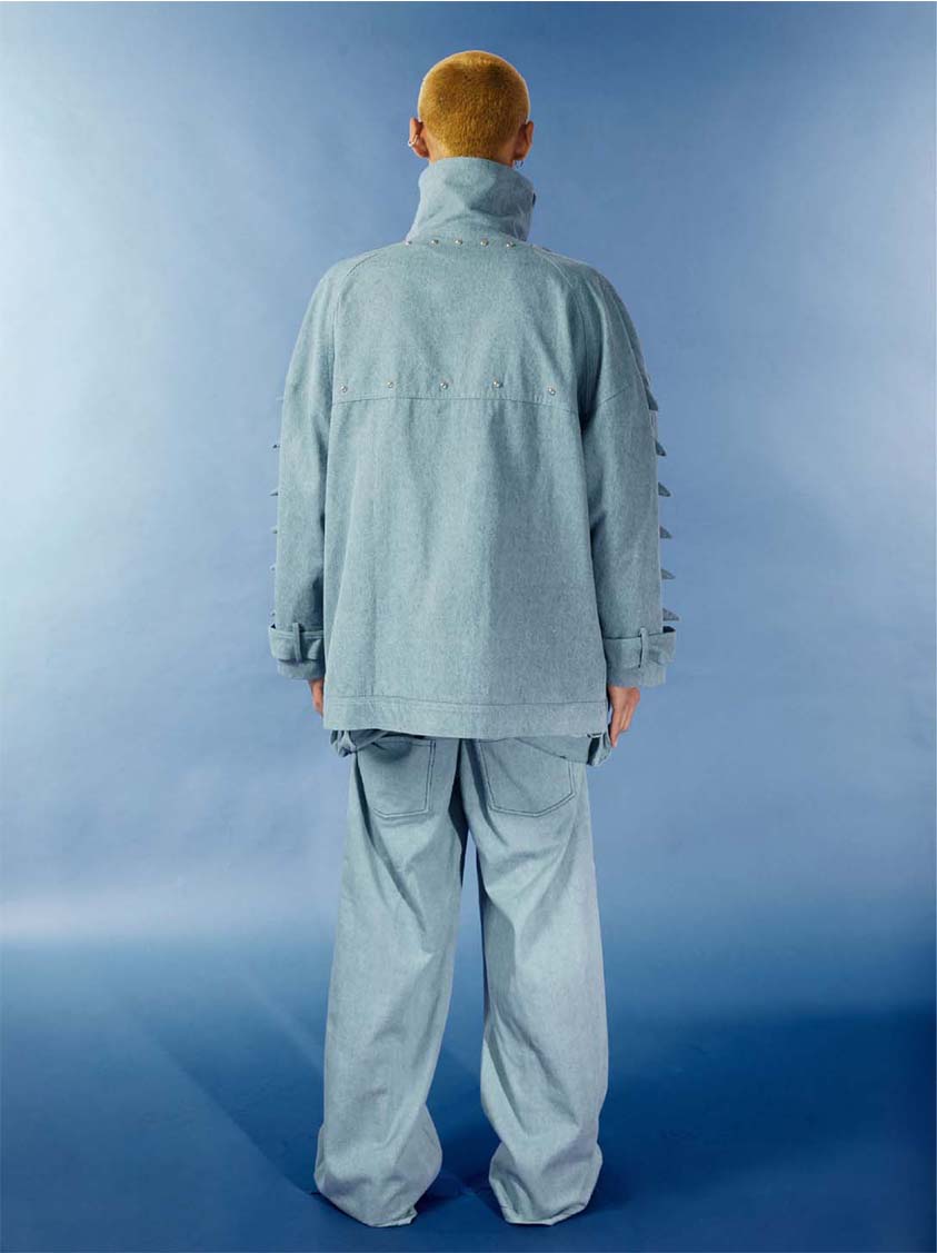 Retro-washed denim big jacket