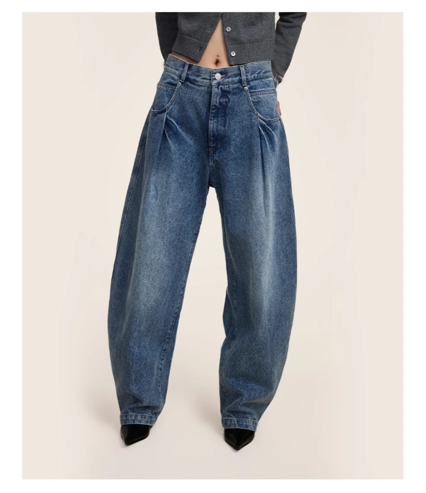 Retro washed casual denim pants