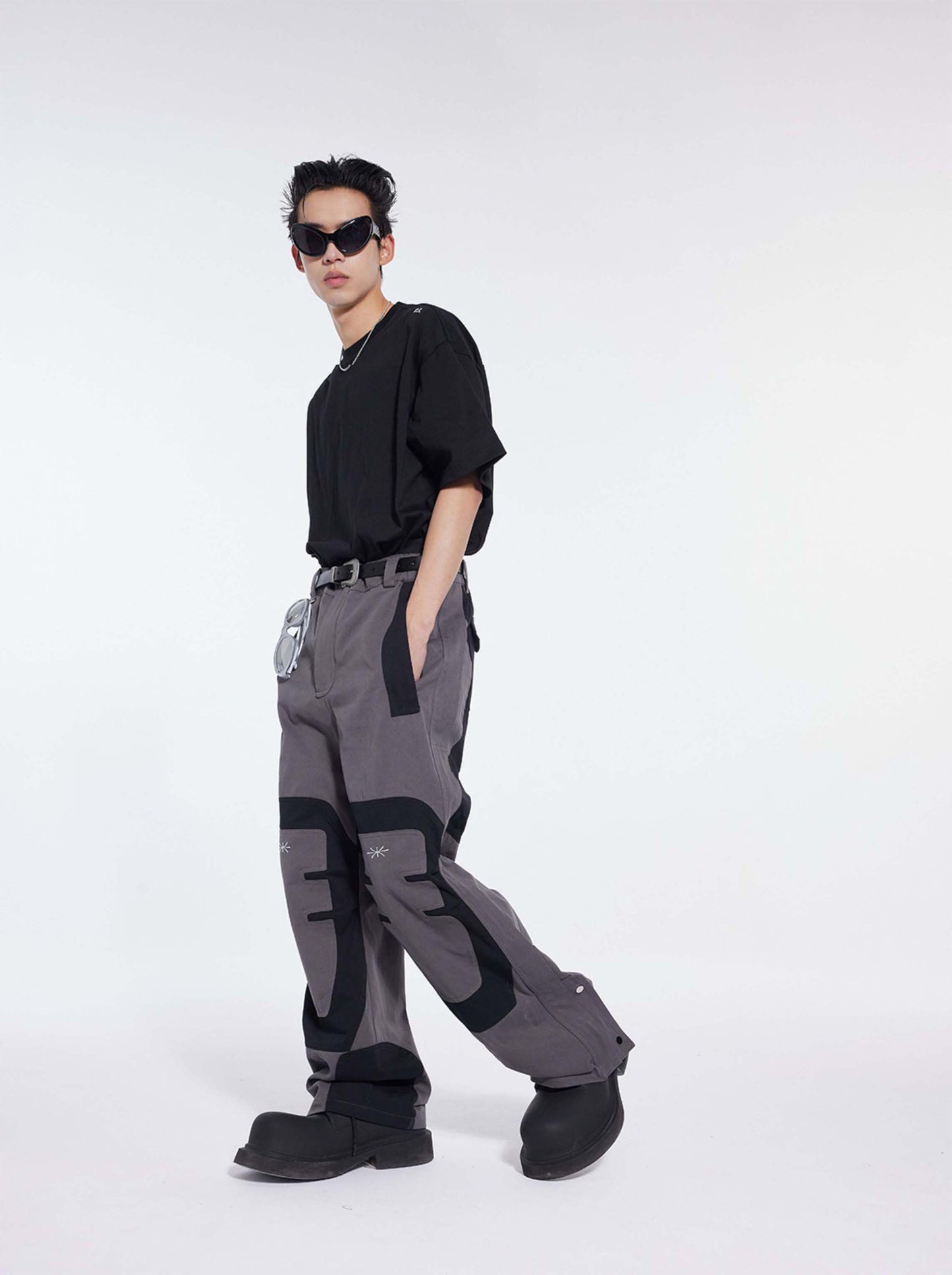 Colorblock Deconstructed Straight Pants
