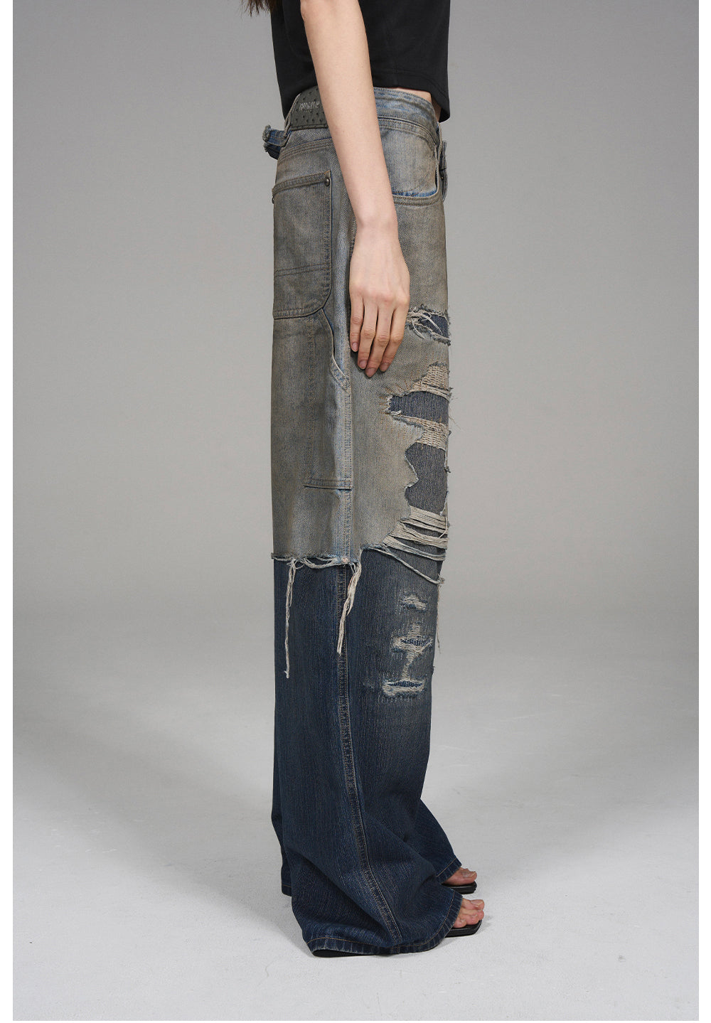 Washed Old Denim Pants