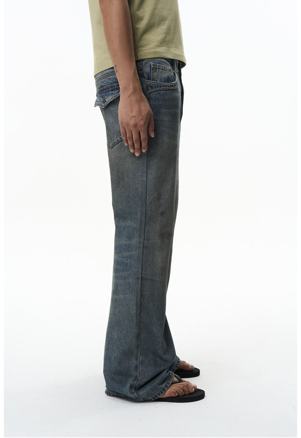 Double Chunky Thread-Washed Dirty Jeans