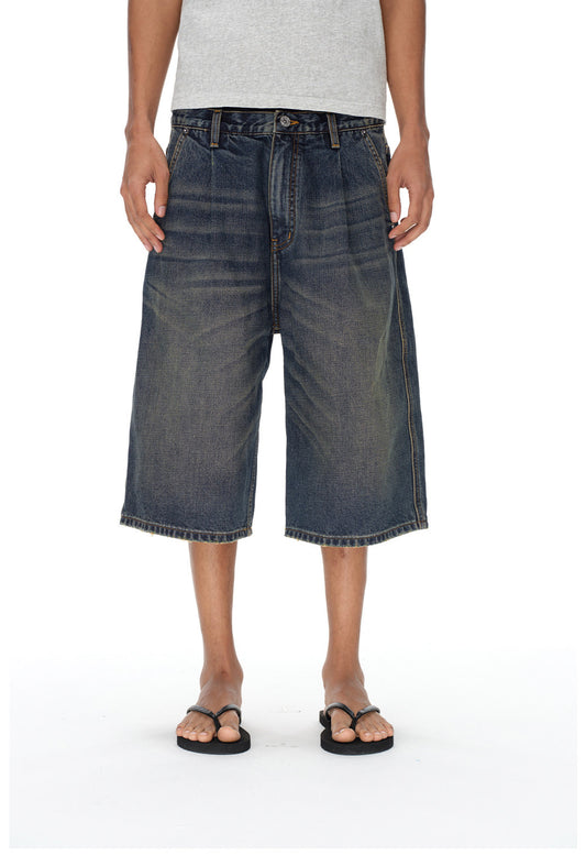 Vintage-Wash Denim Shorts