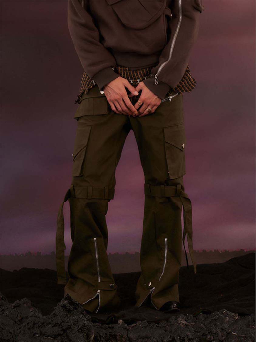 Military Style Zipper Casual Pants