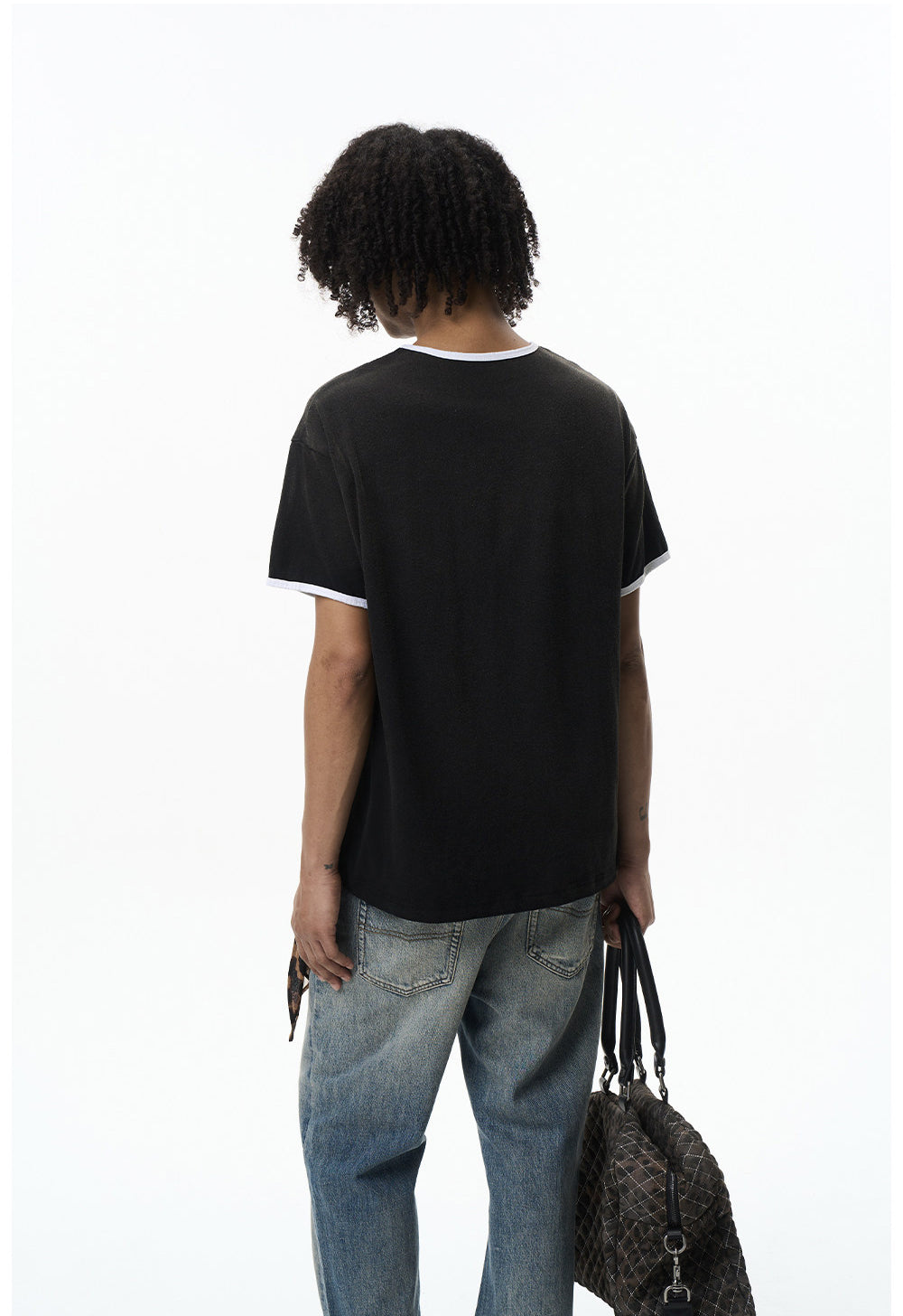 Washed Color-Block Embroidered T-Shirt